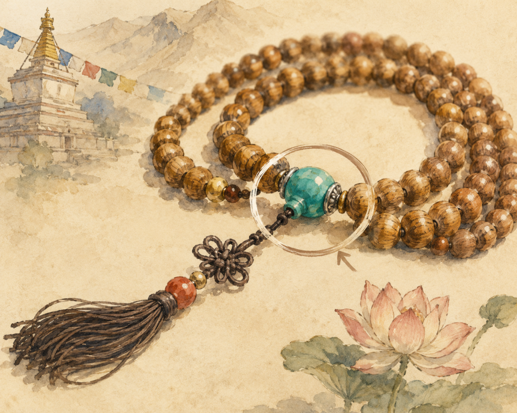 Guru Bead sur un mala traditionnel