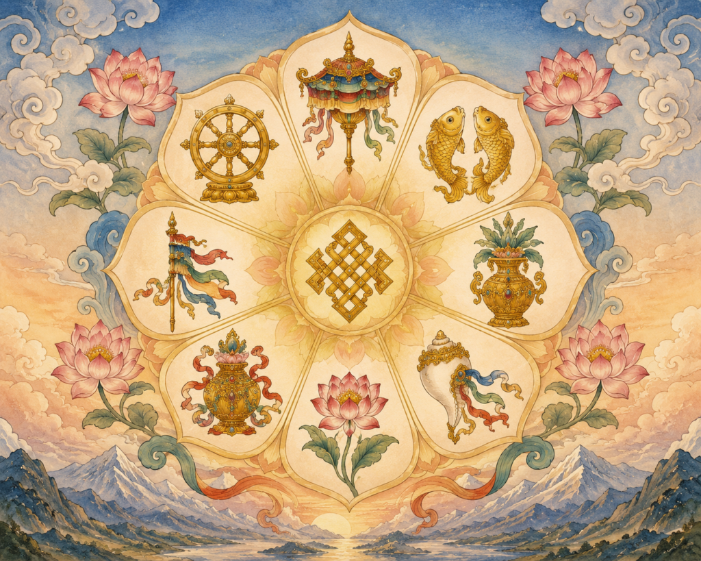Les 8 Symboles Auspicieux du Bouddhisme (Ashtamangala)