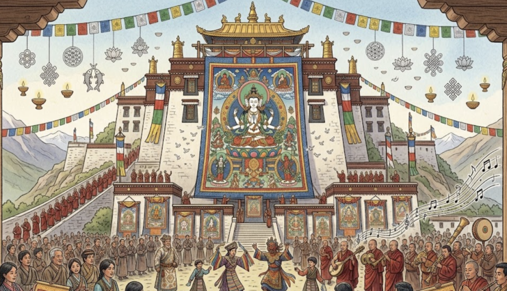 La fête des Thangkas : ces peintures sacrées sur toile de soie