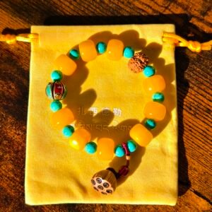 bracelet mala tibetain turquoise miel